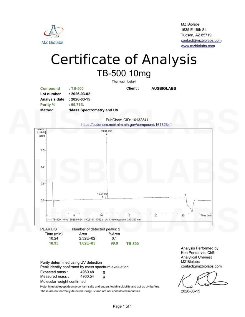 Buy 10x TB-500 10mg (100MG) – Premium Research Peptide Australia 2 Buy 10x TB-500 10mg (100MG) – Premium Research Peptide Australia - Image 2